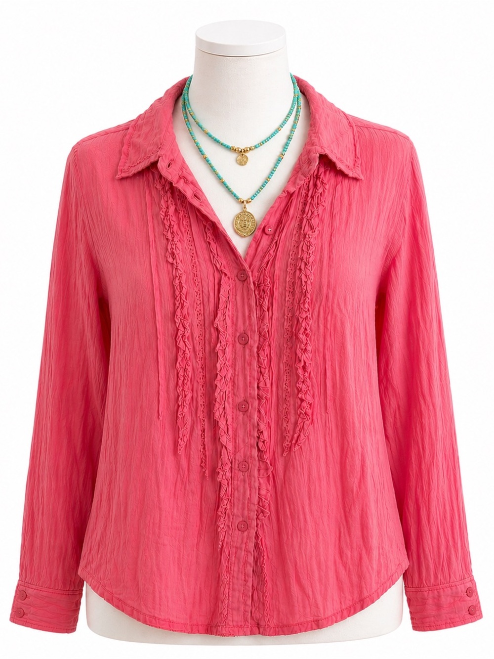 Free People Drew Tuxedo Shirt Top Confetti Pink size Small NWT